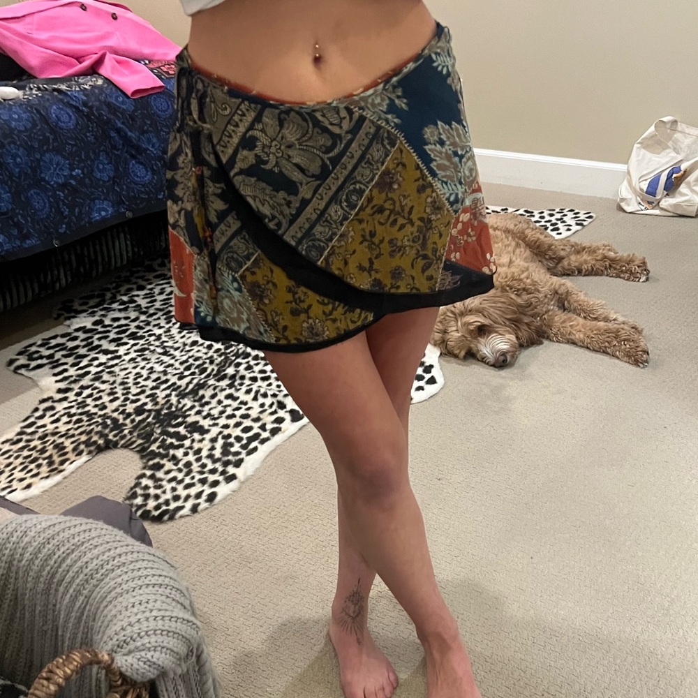 Kimchi Blue Multi-Pattern Tie Mini Skirt